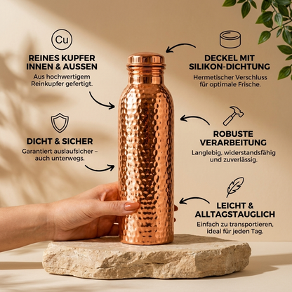 Ruhevia Kupferflasche | Natürlich gereinigtes Wasser, plastikfrei