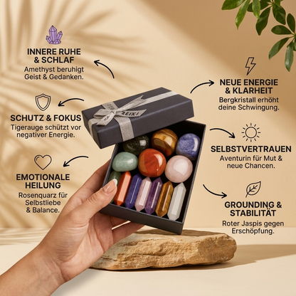 Ruhevia Heilstein Ritual Box | 7 Steine. 7 Wirkungen. 1 neues Gefühl.