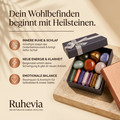 Ruhevia Heilstein Ritual Box | 7 Steine. 7 Wirkungen. 1 neues Gefühl.