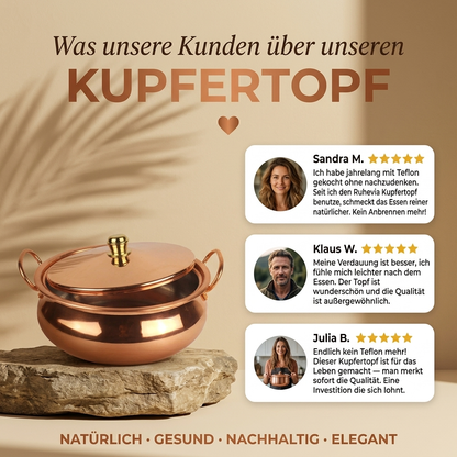 Ruhevia Kupfertopf | Kein Teflon · Kein Mikroplastik · Reines Kupfer