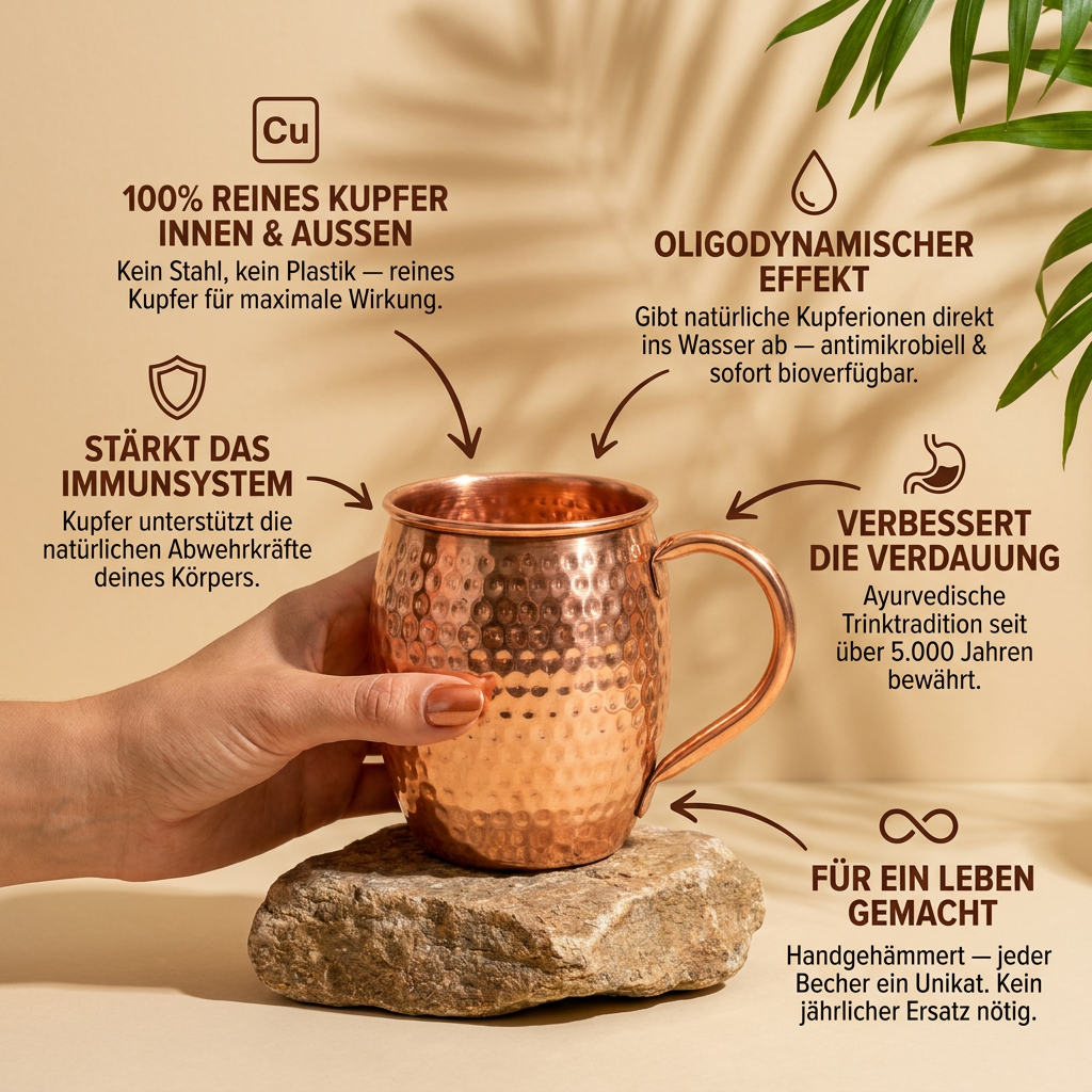 Ruhevia Kupferbecher | Natürlich trinken, oligodynamisch gereinigt