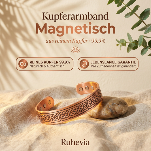 Ruhevia Kupferarmband Magnetisch | Energie · Durchblutung · Wohlbefinden