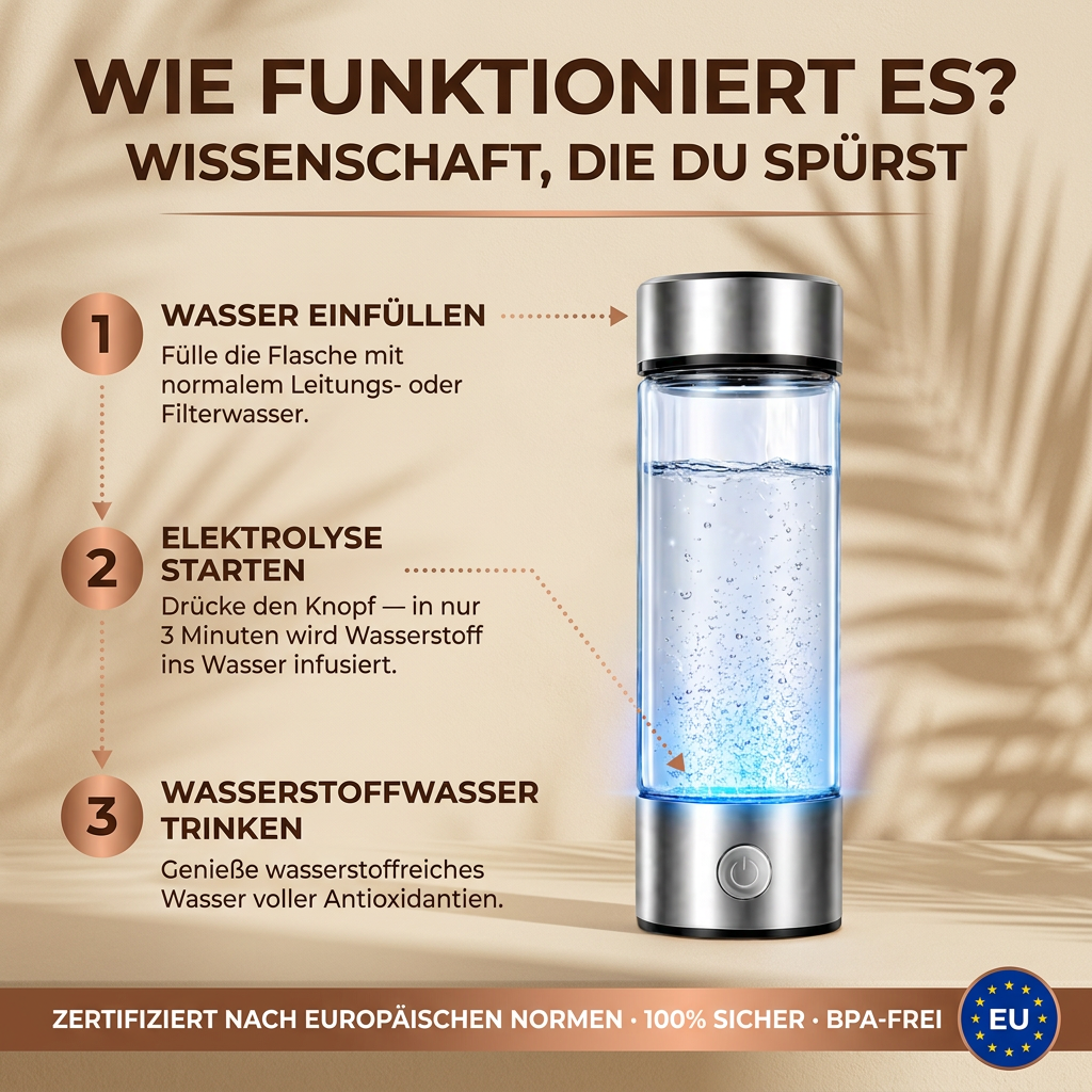 Ruhevia Wasserstoffflasche | Antioxidantien · Mehr Energie · Plastikfrei