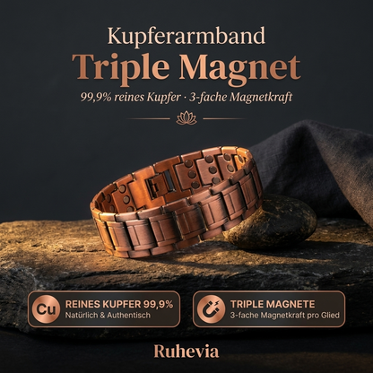 Ruhevia Kupferarmband Triple Magnet | Gelenke · Durchblutung · Schmerzfrei