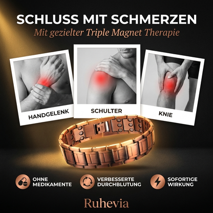 Ruhevia Kupferarmband Triple Magnet | Gelenke · Durchblutung · Schmerzfrei