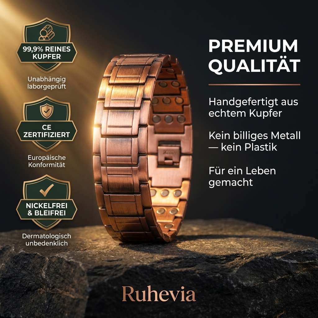 Ruhevia Kupferarmband Triple Magnet | Gelenke · Durchblutung · Schmerzfrei